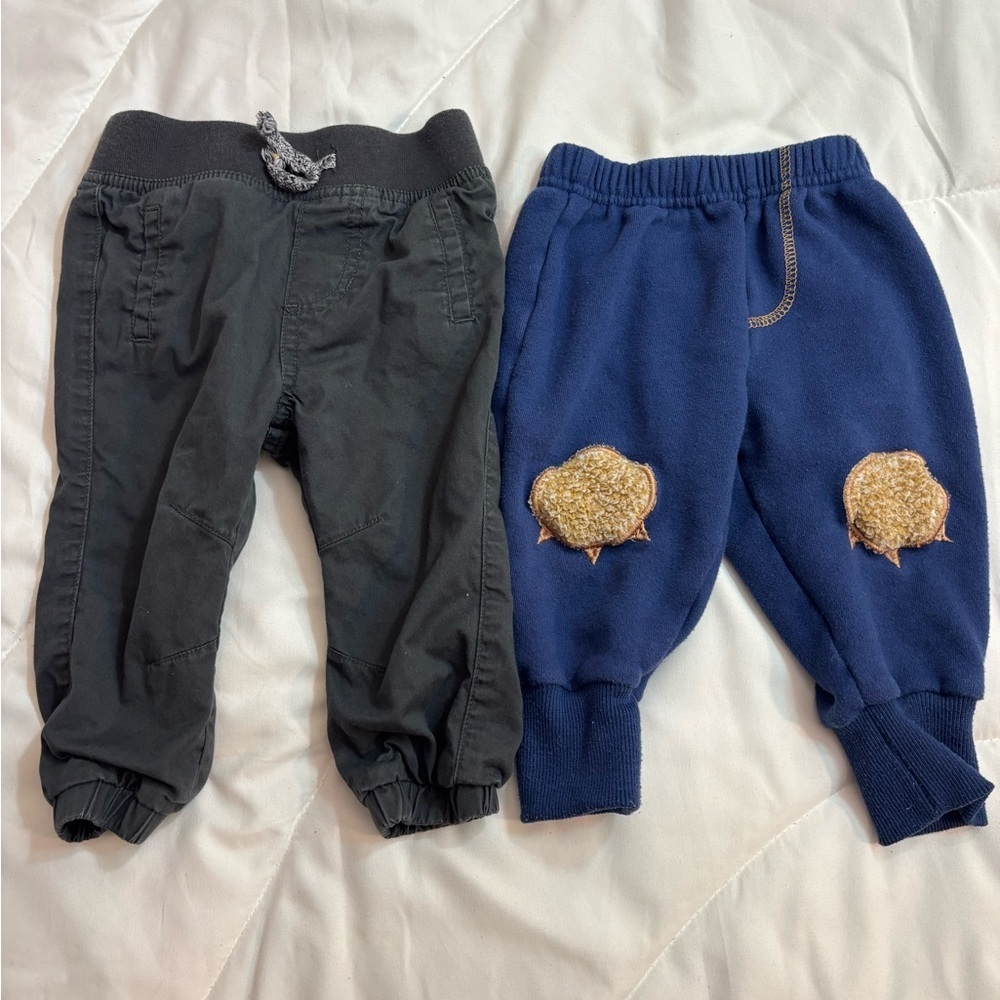 Set of two Kids Black and Blue Sweatpants Set- size 6-9 months- warm & cozy